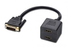 RozdzielaczDVI-D - HDMIwt. DVI - 2x gn. HDMI Lindy 41209 - 0,2m