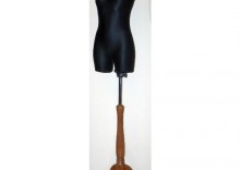 Manekin krawiecki - tors kobiecy dugi czarny - rozmiar 40/42 na drewnianym, ciemnym trjnogu