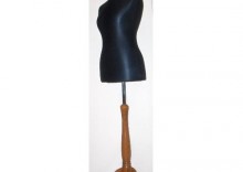 Manekin krawiecki - tors kobiecy krtki, czarny - rozmiar 42 na drewnianym, ciemnym trjnogu