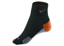 Skarpety biegowe - Nike Elite Running Quarter, kolor: czarny/pomarańczowy-szary