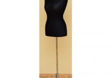 Manekin krawiecki - tors kobiecy krtki czarny - rozmiar 34 na metalowym stojaku przylegajcym
