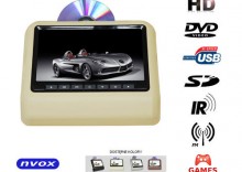 NVOX DV9917HD BEMonitor samochodowy zagwkowy LED 9" HD z DVD USB SD IR FM GRY
