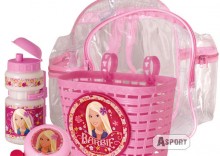 Zestaw rowerowy koszyczek + bidon + dzwonek Barbie
