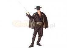 Strj dla dorosych Szermierz rozbjnik " Zorro ": kapelusz, maska, bluzka, peleryna, pasek, rozmiar 182 cm, 1 kpl
