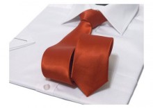Krawat-LED KORALOWY / czerwony gadki lekko byszczcy