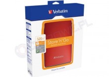Verbatim Store n Go USB 2.0 Portable Hard Drive 320GB czerwony