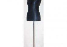 Manekin krawiecki - tors kobiecy krtki czarny - rozmiar 42 na metalowym stojaku zawijanym