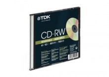 CD-RW TDK [ slim jewel case 5 | 700MB | 12x ]