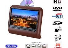 NVOX DV9917HD BR Monitor samochodowy zagwkowy LED 9" HD z DVD USB SD IR FM GRY