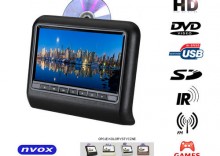 NVOX DV9917HD BL Monitor samochodowy zagwkowy LED 9" HD z DVD USB SD IR FM GRY