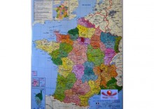 Francja. Mapa ścienna Francji. Podział administracyjny. Kody pocztowe