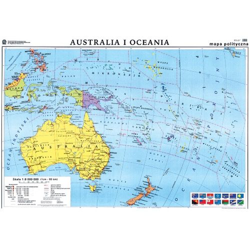 Australia I Oceania Mapa Konturowa Australia. Mapa polityczna/konturowa. Mapa ścienna